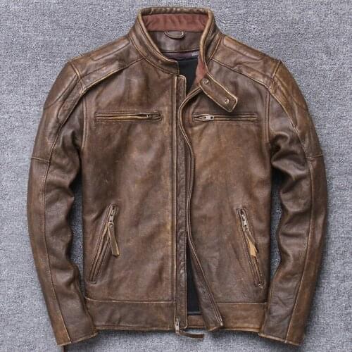 2020 Halley Locomotive Serve Jacket Tea Core Wipe Color Head Layer Cowhide Genuine Leather Clothing Stand Lead Short