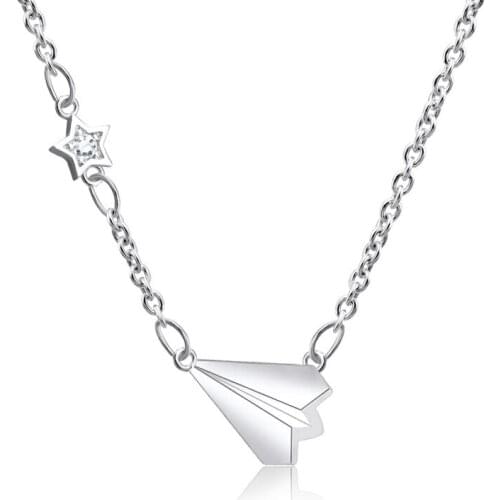 2021 New Silver Color Short Chain Necklace for Women Childhood Airplane Pendant Collier Female Korean Fashion Chokers Necklaces