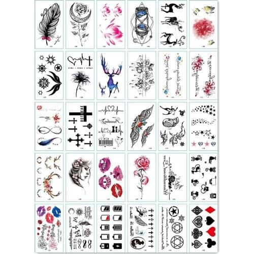 30PCS personality Fashion Women Girl boys Temporary Tattoo Sticker Full Flower Arm Body Art Big Large Fake Tattoo Sticker