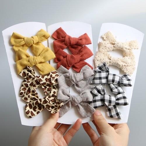 4 Pcs/Set Leopard Baby Hair Clips Lace Bows Baby Girl Hairpins Barrettes Headwear For Girls Baby Hair Accessories