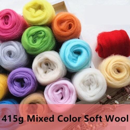 415g Mix 83 Color Wool Felt Tool Fiber Material Craft Felting Starter DIY Spinning Needle Sewing Accessories DIY Doll Needlework