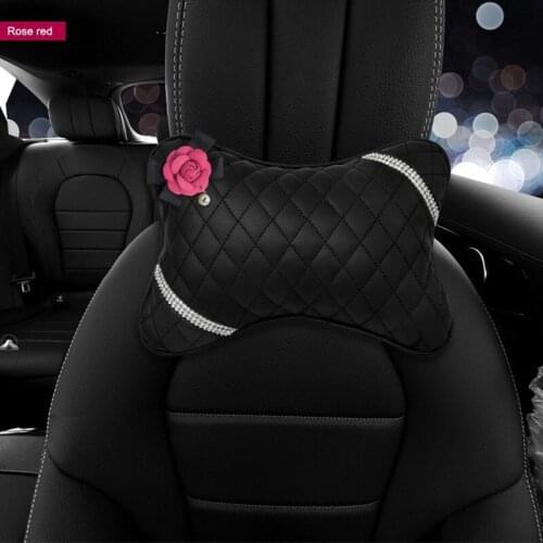 Car headrest neck pillow car pillow in-car pillow camellia diagonal drill lady neck pillow car interior accessories
