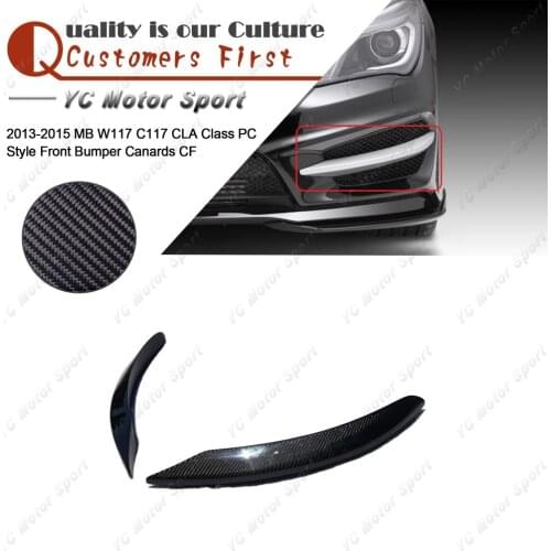 Car Accessories Carbon Fiber PC Style Front Bumper Canards Fit For 2013-2015 MB W117 C117 CLA Class Front Canard