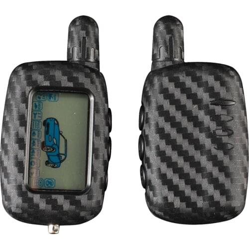 Bilchave Carbon Fiber Silicone Remote Key Case Fob For Starline A9 A8 A6 Car Alarm Two Way Remote Controller LCD Transmitter