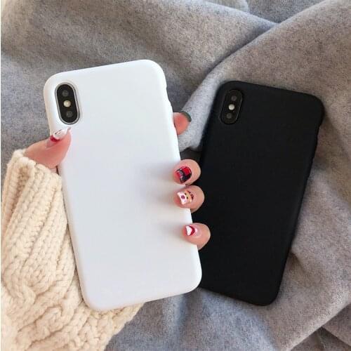 Retro Solid color Simple Korean Couple White Black Phone Case Silicone Cover For iPhone 12 11 Pro Max 12 mini 7 8 Plus X XR case
