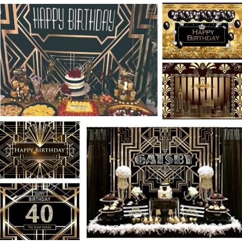 Birthday Party Backdrop The Great Gatsby Photography Backdrop Retro Happy Birthday Party Black Gold Ault Photography Backdrops