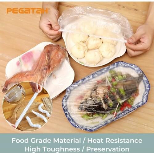 Hot 100PCS Reusable Household thick disposable plastic wrap refrigerator food odor-proof bowl cover Vacuum bags elastic cover