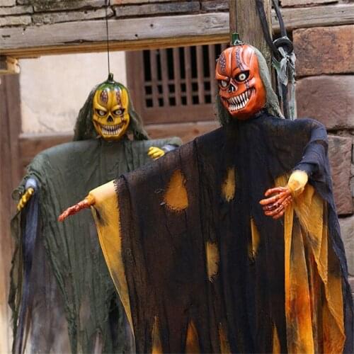 Halloween Decoration Props Hanging Large Devil Scary Moving Ghost Doll Pumpkin Head Electrical Ghost Decoracion De Halloween