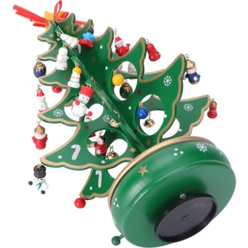 Classic Box Wooden Clockwork Design Christmas Tree With Pendants Miniature Box For Birthday Valentines Gif
