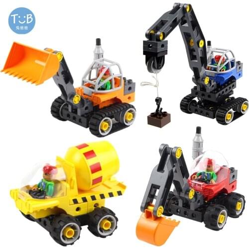 Compatible Duploed Big Particle Building Blocks Children Gifts Set DIY Mechanical Engineering Vehicle Deformation Car Bricks Toy