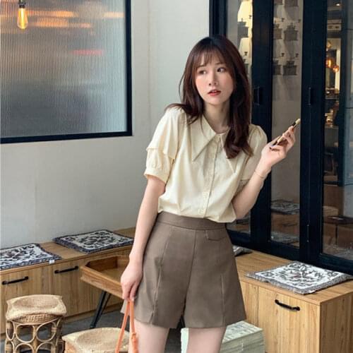 Two-piece suit female summer shirt + short pants Suit WOMEN
