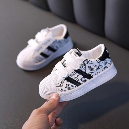 Fashion Children Shoes Girls Boys Sport Shoes Antislip Soft Bottom Kids Baby Sneaker Casual Flat Sneakers white Shoes size 21-30