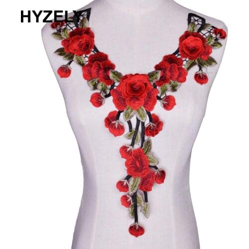 Red Color Lace Fabric Dress Applique Motif Blouse Sewing Trims DIY Neckline Collar Costume Decoration Accessories Scrapbooking
