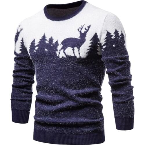 2020Mens Sweaters Casual O-neck Male Pullovers Slim Sweaters Pull Men New Winter Christmas Sweater Christmas Tree Deer