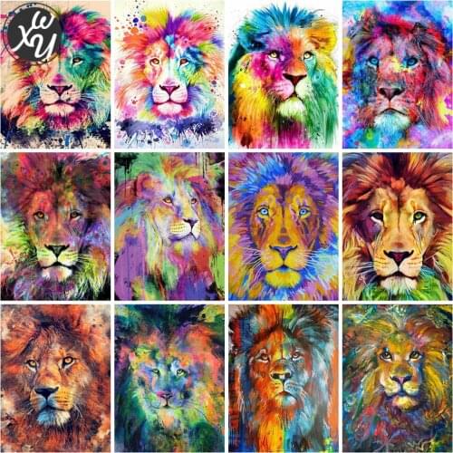 Full Drill Painting Kits Colorful Lion Diamond Art Mosaic Animal Round Square Rhinestones Stitch Embroidery Accessories for Home