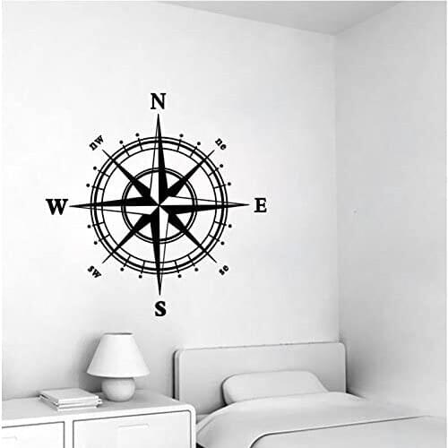 Wall decal / wall sticker, motif: nautical compass, removable, vinyl