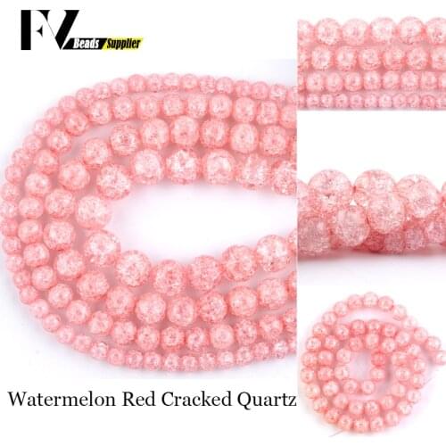 Natural Stone Red Wine Cracked Crystal Spacer Round Beads For Jewelry Making DIY Bracelets Necklace Needlework 6 8 10 12mm 15"