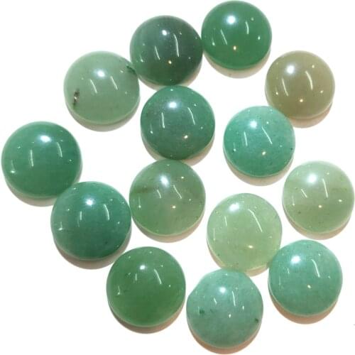 Natural Stone Green Aventurine Cabochon Beads 6 8 10mm Round No Hole Loose Bead For jewelry making DIY Ring Necklace accessories