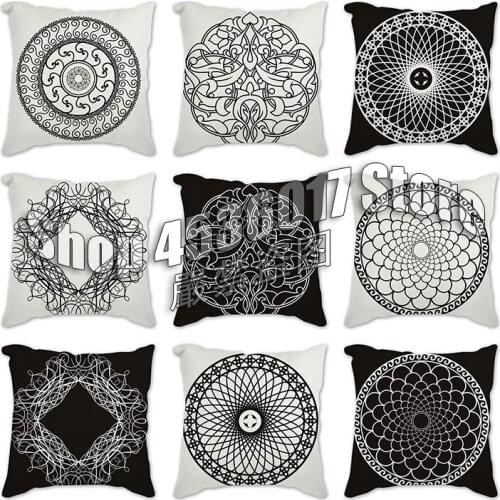 Nordic style Black Cushion Cover dot rhombus geometry printed Throw Pillowcase Waist Pillow Cover Home sofa car pillow cover
