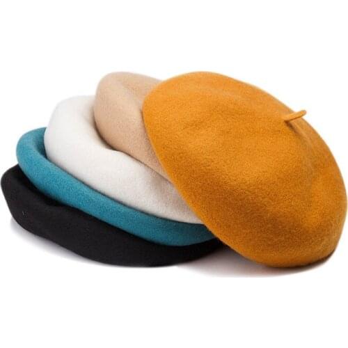 NEW 100% wool Vintage Warm Wool Winter Women Beret French Artist Beanie Hat Cap For Sweet Girl Gift spring and autumn hats