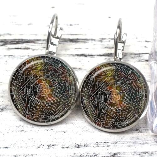 New Retro Supernatural Five-pointed Star Glass Dome Earrings Gothic Pendant Earrings Devil Evil Hidden Five-pointed Star Charm