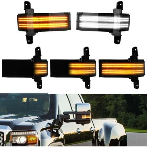 A Pair Of Amber LED Side Tow Mirror Turn Signal Lights Marker Light Dual-Row For Chevy Silverado GMC Sierra 1500 2500HD 3500HD
