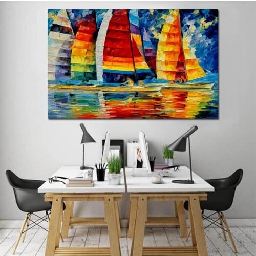Sailboat Landscape on Canvas Paintings Art for Wall Decoration HD Printed Painting Abstract Art Sailboat No Frame