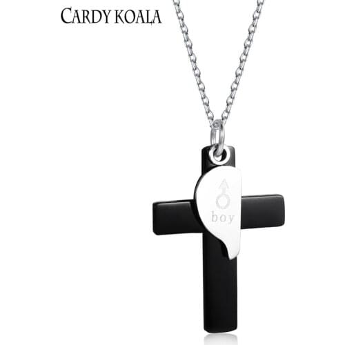Simple Black Titanium Steel Cross Necklace Mens Trendy Pendant Pendant Couple Matching Jewelry Jewelry
