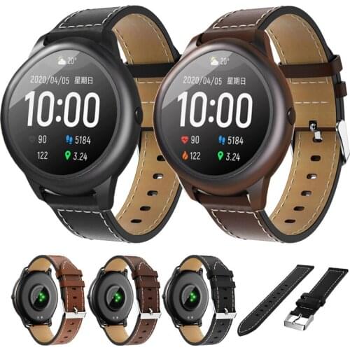 22mm Genuine Leather Watch Band Strap For Haylou Solar LS05 Replacement For XiaoMi Haylou Solar Wrist band strap Accessories