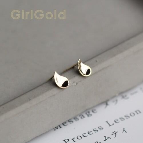 9K Solid Gold crystal water drop drop twirl Stud Earring dainty minimal Bride Wedding Gift Bridesmaid