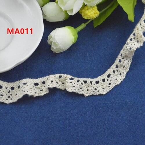 Width 16mm beige cotton Lace Trims tape lace ribbon Stretch lace Trim DIY for sewing MD011