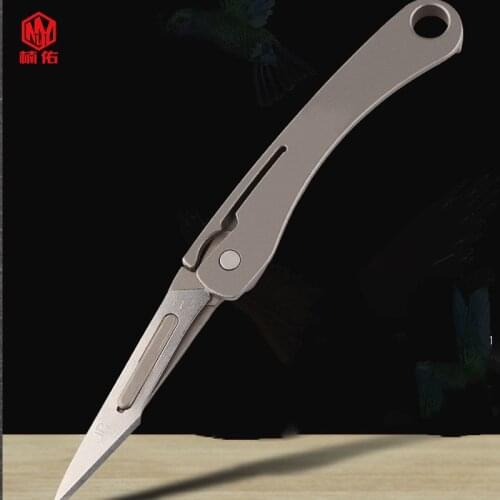 Titanium Alloy Mini Utility Knife EDC Multifunctional Folding knife Outdoor Portable Emergency Knife