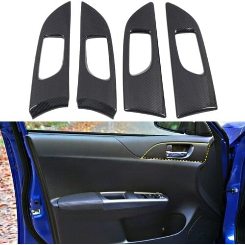 Car Styling 4PCS ABS Carbon Fiber Look Interior Door Handle Bowls Cover Trim for Subaru WRX / WRX STI 2007-2011