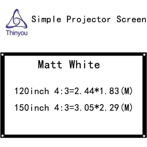 Thinyou Factory 120inch 4:3 Wall Mount Projector Screen Finishe Edge White Curtain Simple Hot Sale Wholesale projeksiyon perdesi