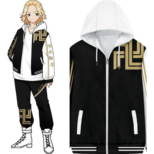 Anime Tokyo Revengers Ryuuguuji Ken Sano Manjirou Cosplay Hoodie 3D Printed Hooded Sweatshirt Jacket Coat