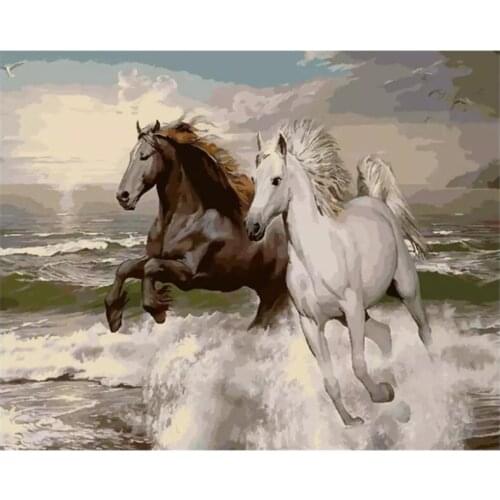 Scenery Embroidery Mosaic Running Horse Animal Diamond Painting Kits Beads Picture Wall Paper Rhinestones Drawing Christmas Gift
