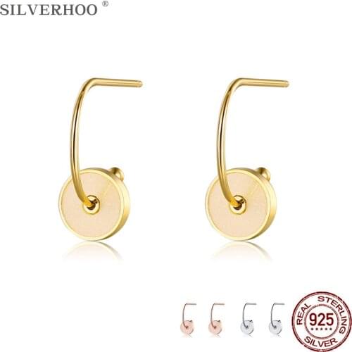 SILVERHOO Womens Earring 925 Sterling Silver Round Fritillary Colorful Stud Earrings Elegant Female Party Jewelry New Arrival