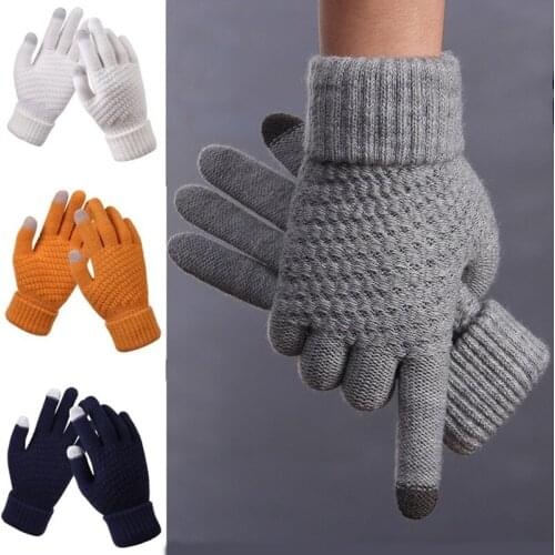 Womens Cashmere Knitted Winter Gloves Cashmere Knitted Women Autumn Winter Keep Warm Thick Gloves Touch Screen Skiing Gloves