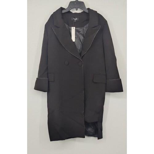 YUERWANG Women Woolen Coat Black Winter Jacket Lace Up Loose Long Overcoat Irregular Hem Fashion All Match Outwear Autumn 2021