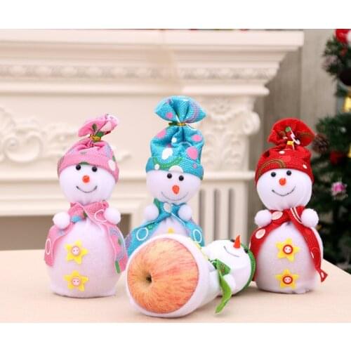 1pc Cute Non-woven Snowman Doll Gift Apple Decoration Peace Fruit Bag Christmas Eve Party Supplies Happy New Year Table decor 9d