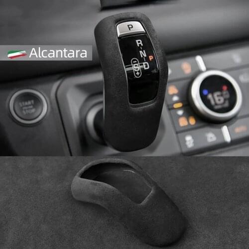 1pcs Alcantara Car Gear Shift Knob Cover Sticker Auto Interior Accessories Decals For Land Rover Defender 2020 2021