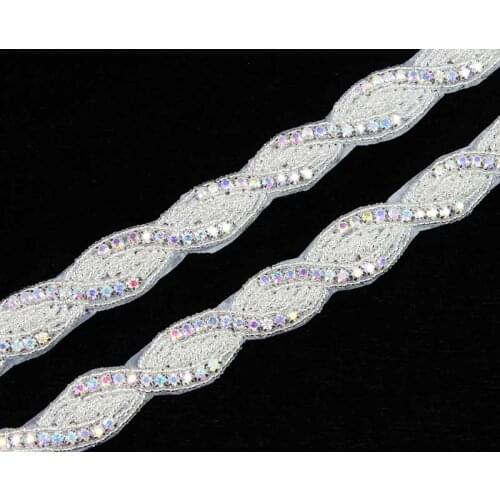 10Yards Iron On Garment Rhinestone Rhinestone Trim Applique Bead Crystal Diamond Trimming for DIY Crafts