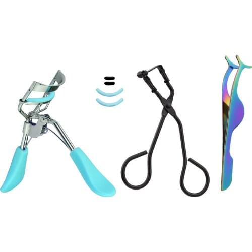 3PCS Mini Eyelash Curler Kit Partial Eyelash Curler Eyelash Extension Tweezers Eyelash Curler for Natural Long Lasting Eyelashes