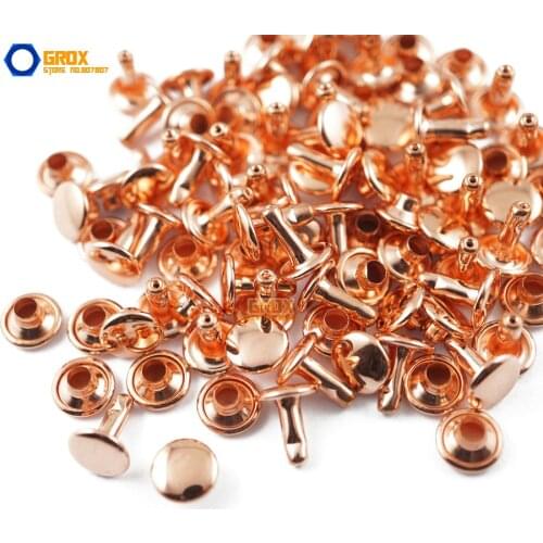 350 set 8*8mm Rose Gold Double Cap Round Rapid Rivet Punk Rock Leathercraft Rivet
