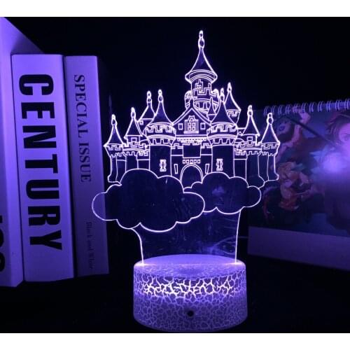 Castle On The Clouds 3D LED Lamp Visual Illusion Acrylic Light Guide Plate White Cracked Base for Couple Festival Birthday Gifts