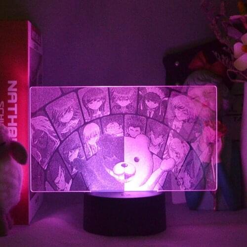 Anime Danganronpa Monokuma Kirigiri Kyouko 3D Picture Lamp Vintage Photo Style Lighting Acrylic Game Decor Setup Desk Nightlight