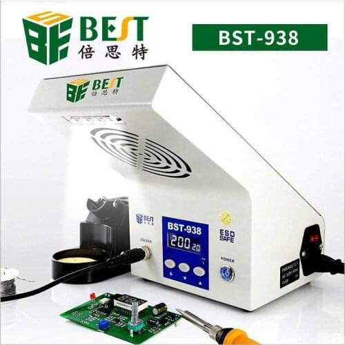 BEST938 anti-static temperature soldering station with smoking instrument LED lighting thermostat electric soldering iron