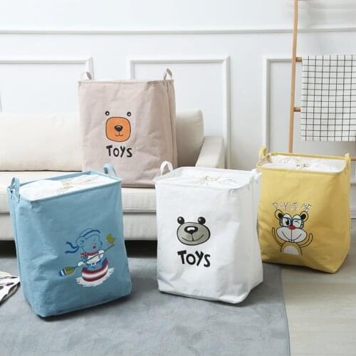 Large Folding Laundry Basket With Lid Toy Storage Baskets Bin For Kids Dog Toys Clothes Organizer Cute Animal Dirty Clothes Bag
