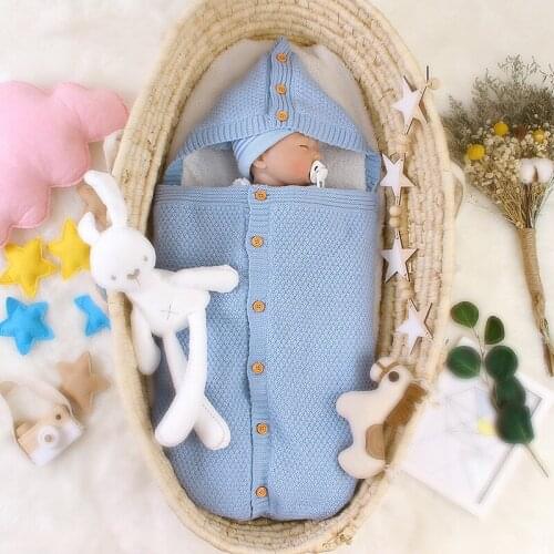 Baby Solid Color Cute Sleeping Bag Infant Spring Autumn Sleepsack Footmuff Warm Knitted Crochet Swaddle Anti-kick Sleeping Bag
