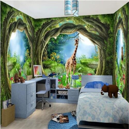 Beibehang Custom wallpaper murals any size photo 3D stereo fantasy fairy forest trees jungle elk whole house theme murals